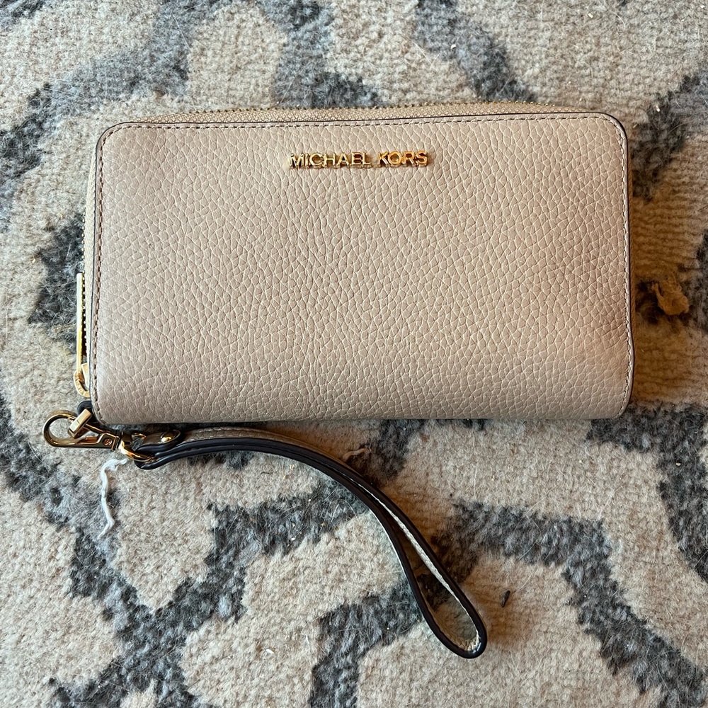 Michael Kors Tan Wristlet Clutch